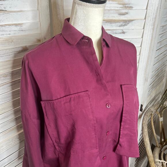 KIAH Women's The South Hampton Maternity Blouse Oversize Button Top Tencel Small - Picture 12 of 15